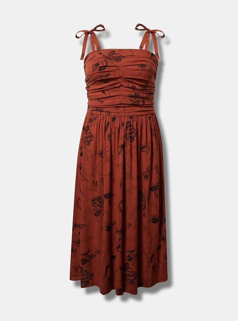 Shirred Tea Length Dress