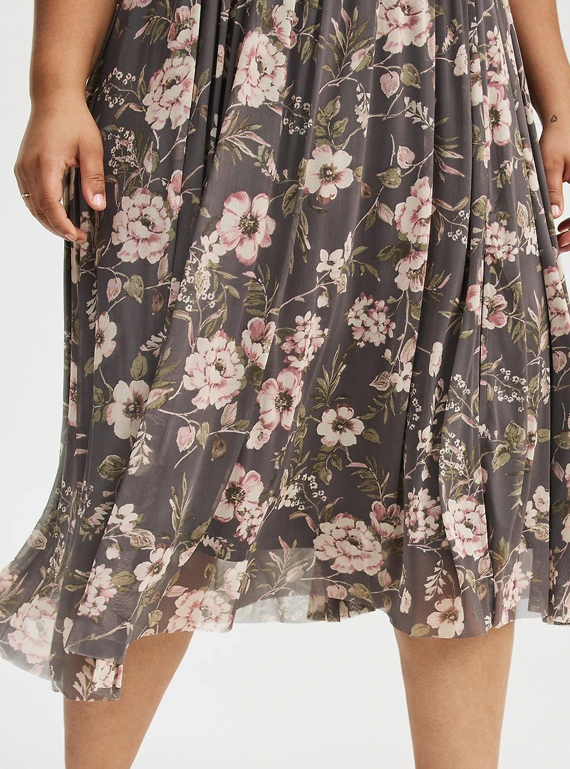 Flutter Sleeve Tea Length Dress