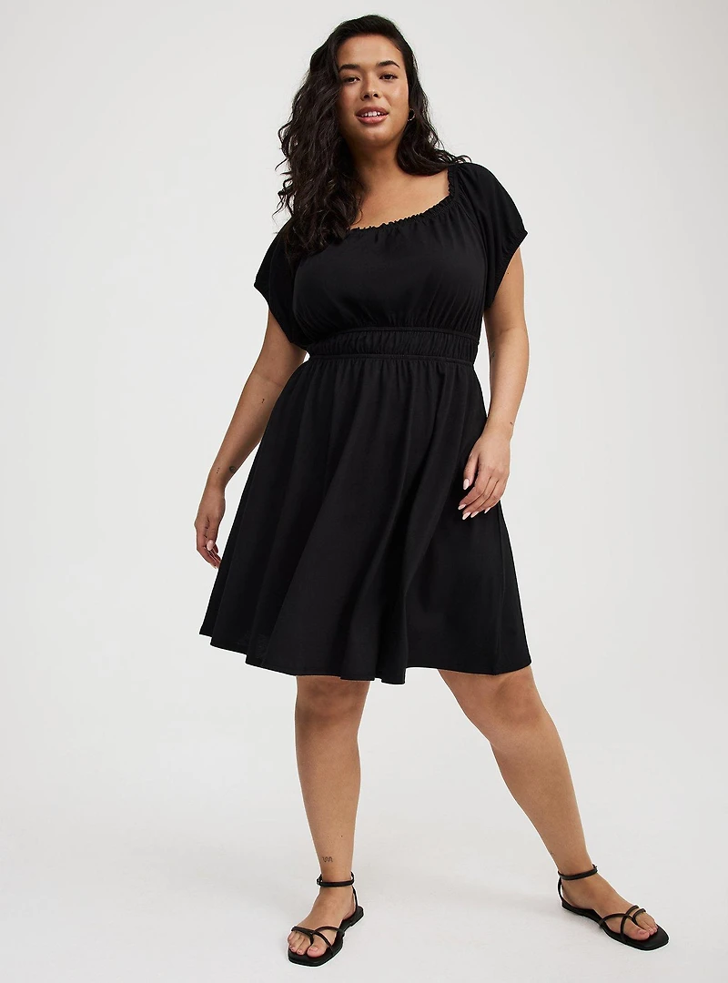 Shirred Bodice Mini Dress