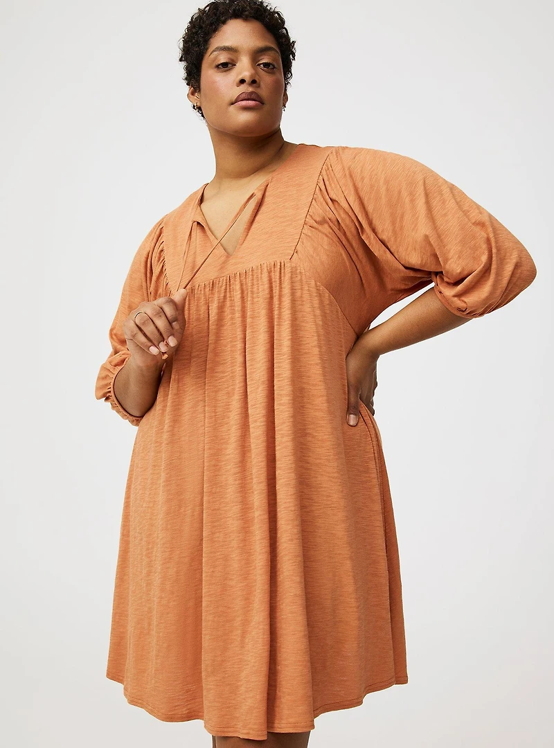 Mini Vintage Slub Yoke Dress