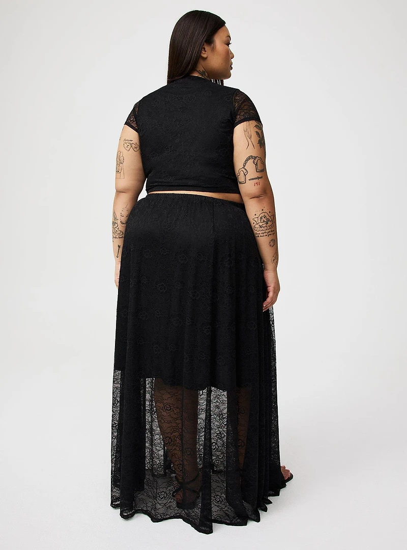 Lace Crop Top & Maxi Skirt Set