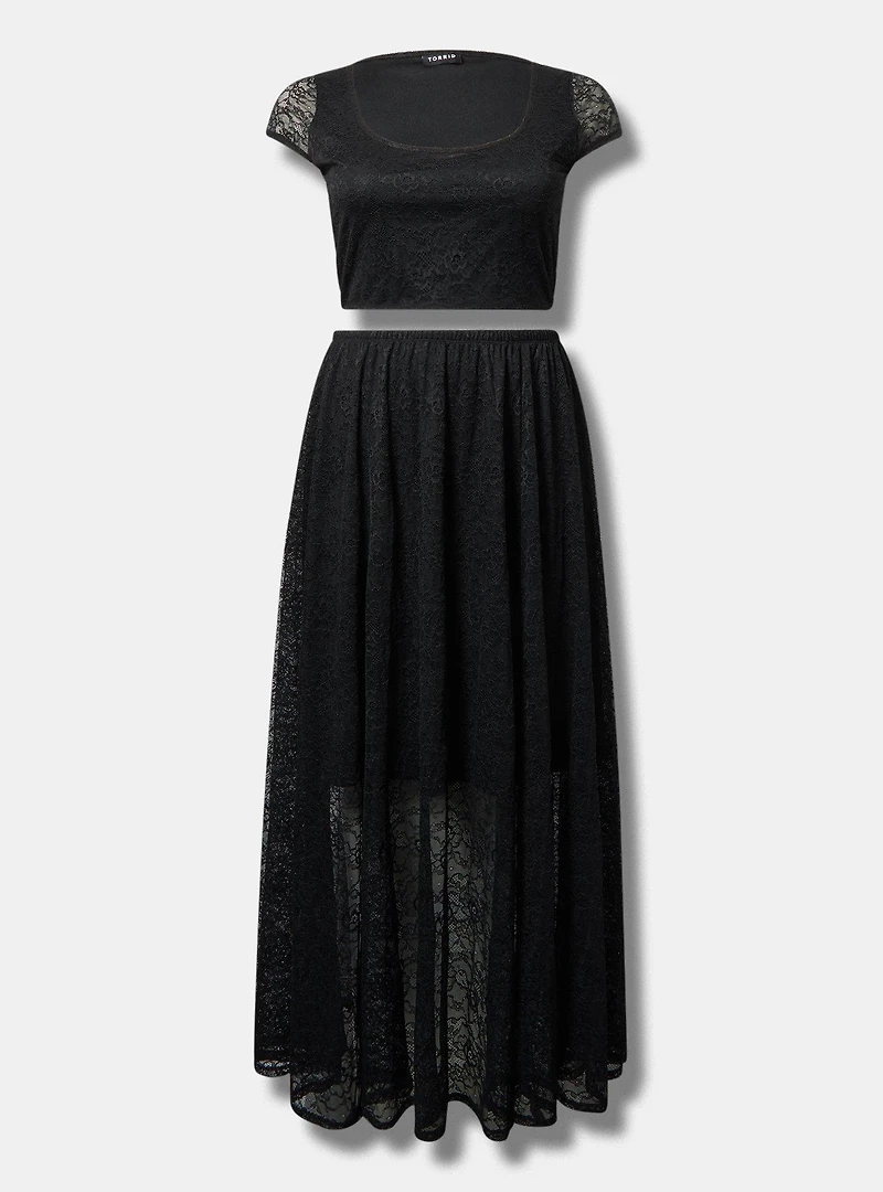 Lace Crop Top & Maxi Skirt Set