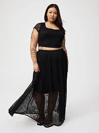 Lace Crop Top & Maxi Skirt Set