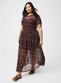 Relaxed Tea Length Mesh T-Shirt Dress