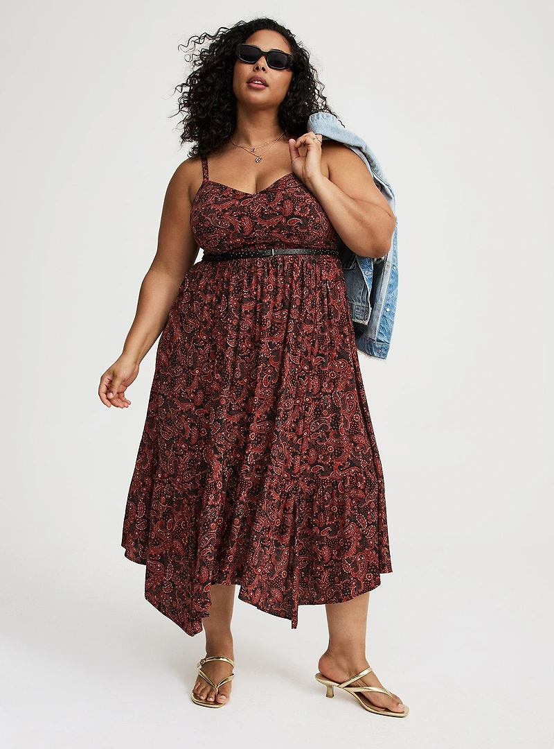 Maxi Tiered Hanky-Hem Dress