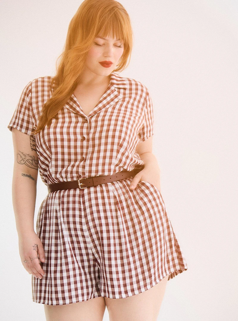 Retro Chic Collared Short Jumpsuit