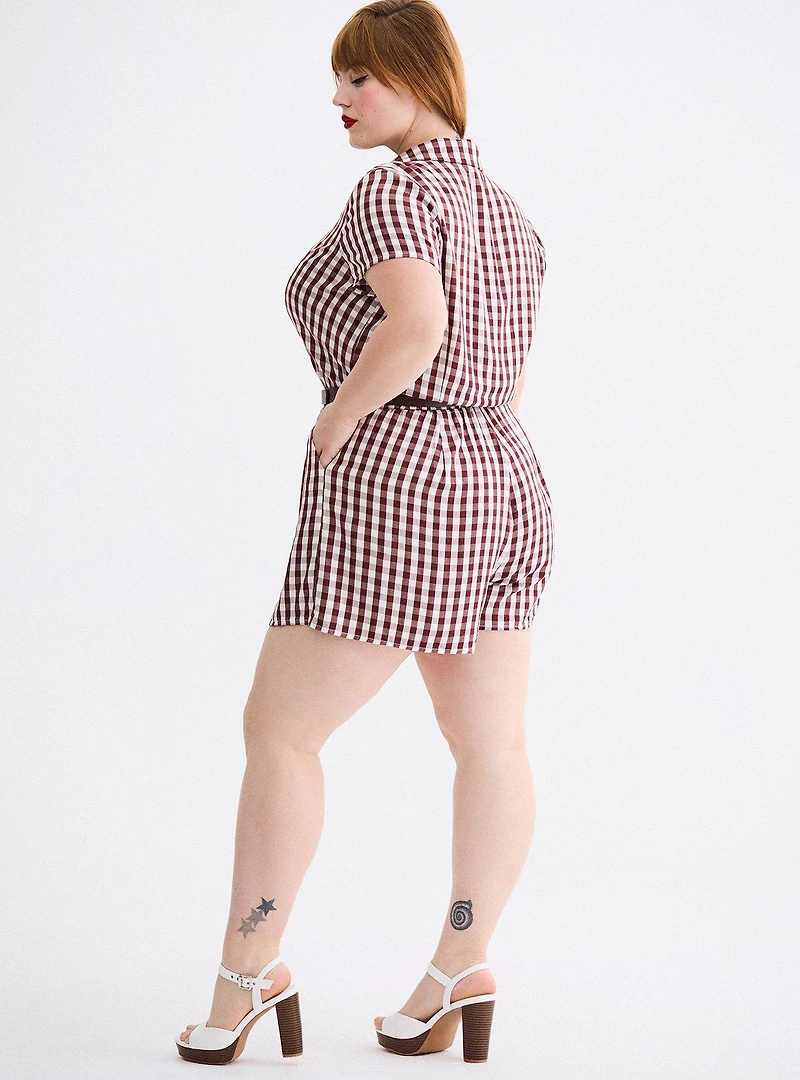 Retro Chic Collared Short Jumpsuit