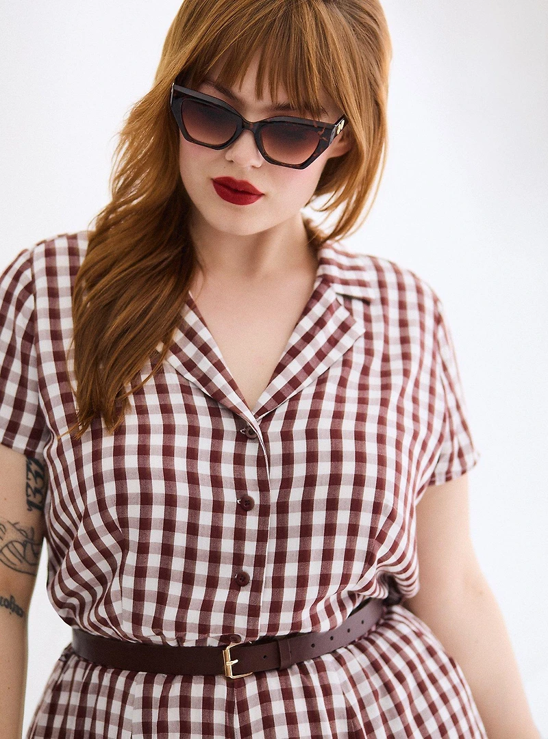 Retro Chic Collared Short Jumpsuit