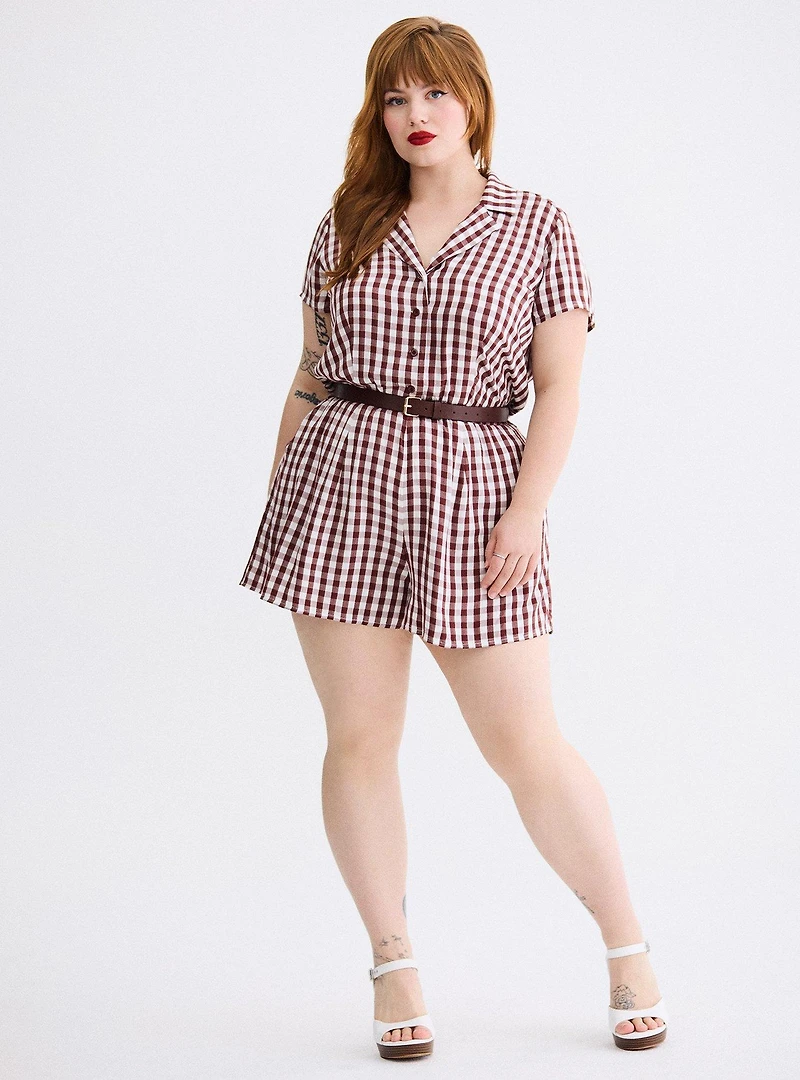 Retro Chic Collared Short Jumpsuit