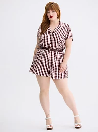 Retro Chic Collared Short Jumpsuit