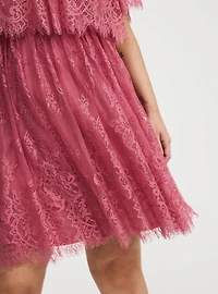 Mini Mesh Scallop-Trim Dress