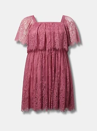 Mini Mesh Scallop-Trim Dress