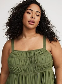 Square Neck Lace Inset Maxi Dress