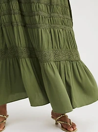 Square Neck Lace Inset Maxi Dress