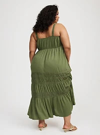 Square Neck Lace Inset Maxi Dress