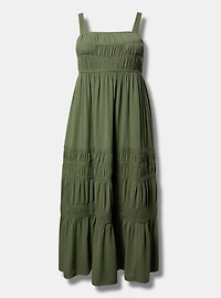 Square Neck Lace Inset Maxi Dress