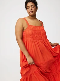 Square Neck Lace Inset Maxi Dress