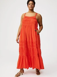 Square Neck Lace Inset Maxi Dress
