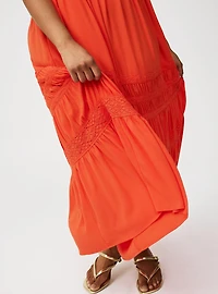 Square Neck Lace Inset Maxi Dress