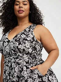 Midi V-Neck Ruffle Dress