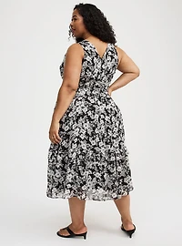 Midi V-Neck Ruffle Dress