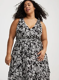 Midi V-Neck Ruffle Dress