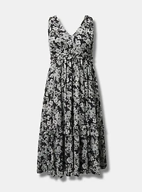 Midi V-Neck Ruffle Dress