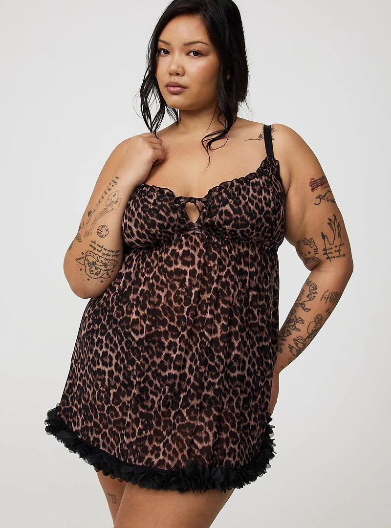 Wire-Free Mesh Babydoll Dress
