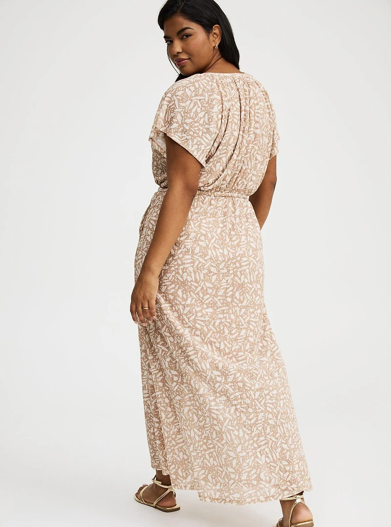 Crinkle Gauze Button-Front Maxi Dress