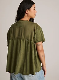 Festi Raglan Button-Up Top