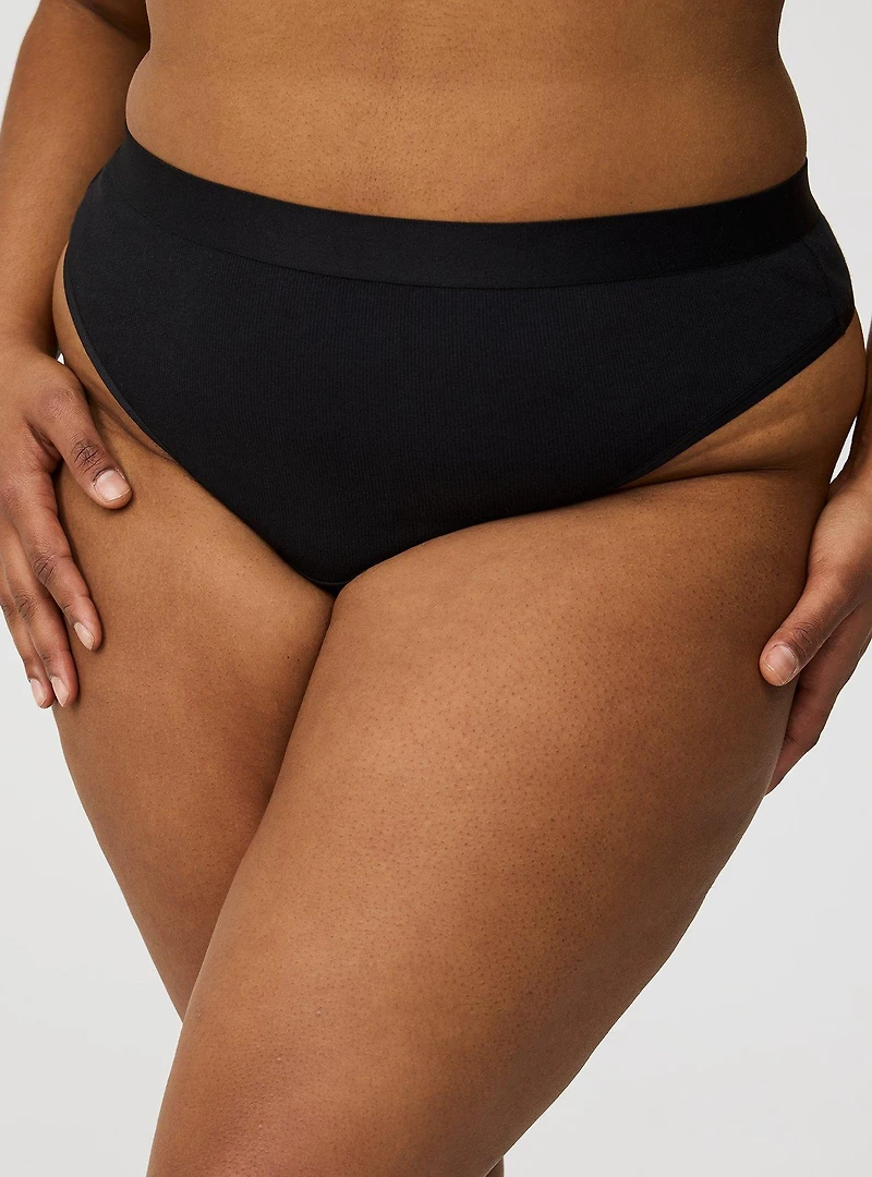 Cotton Rib Mid-Rise Thong Panty