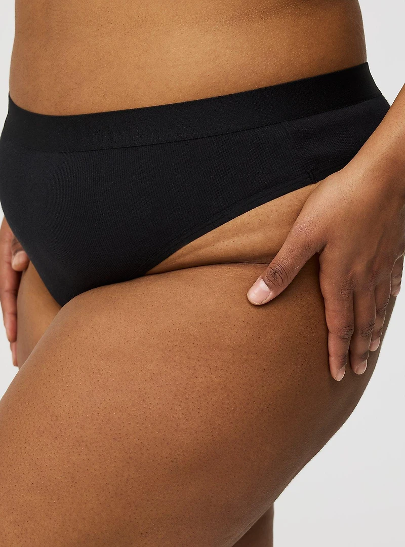 Cotton Rib Mid-Rise Thong Panty