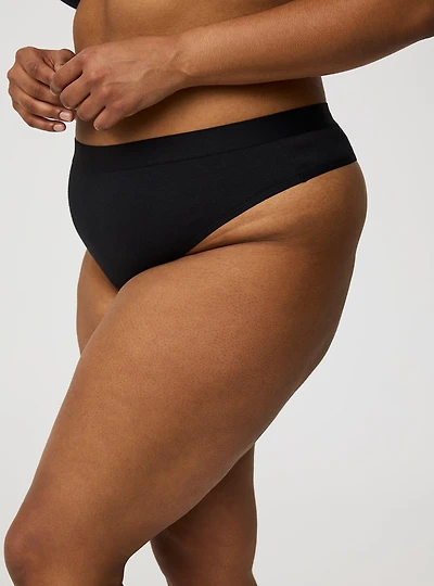Cotton Rib Mid-Rise Thong Panty