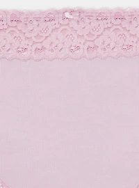 COTTON RIB MID RISE CHEEKY LACE TRIM PANTY