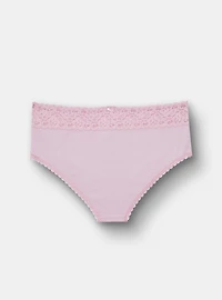 COTTON RIB MID RISE CHEEKY LACE TRIM PANTY