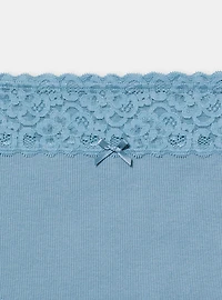 Cotton Rib Mid-Rise Lace Trim Boyshort Panty