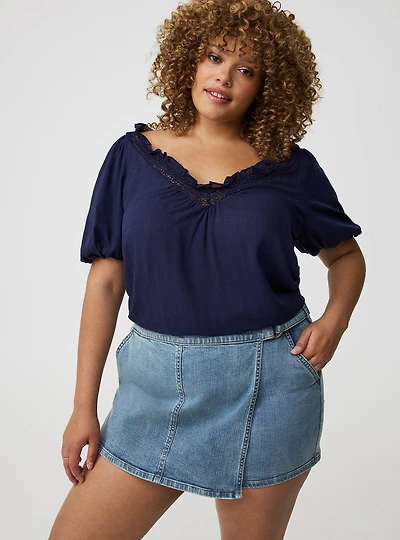 High-Rise Wrap-Front Skort