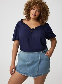High-Rise Wrap-Front Skort