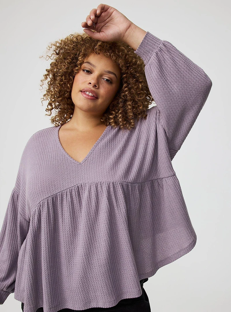 Shirred Long Sleeve Top