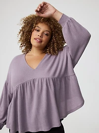 Shirred Long Sleeve Top