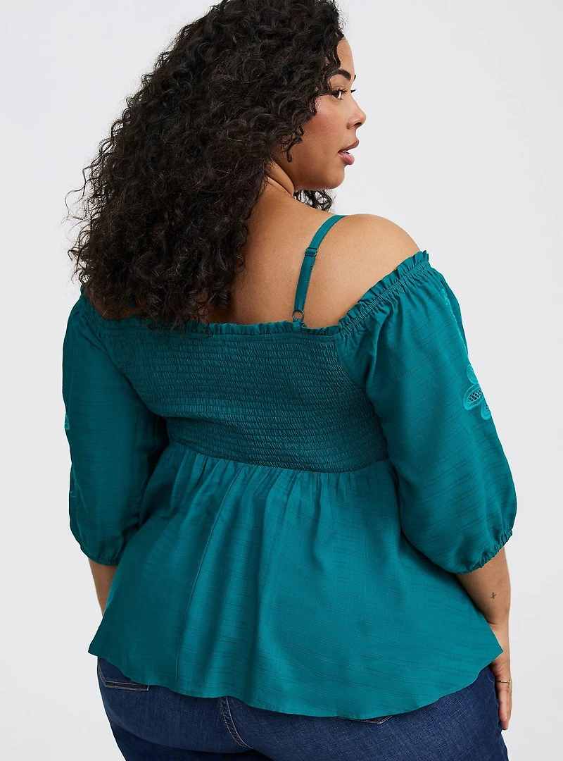 Cold-Shoulder 3/4 Sleeve Top