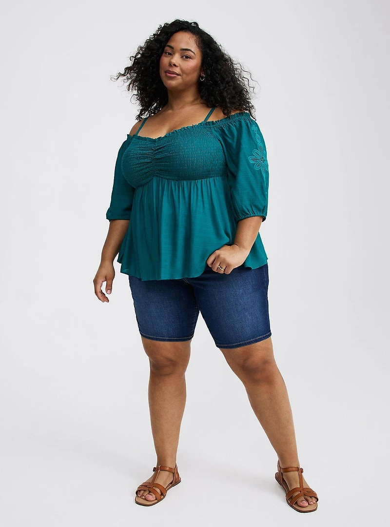 Cold-Shoulder 3/4 Sleeve Top
