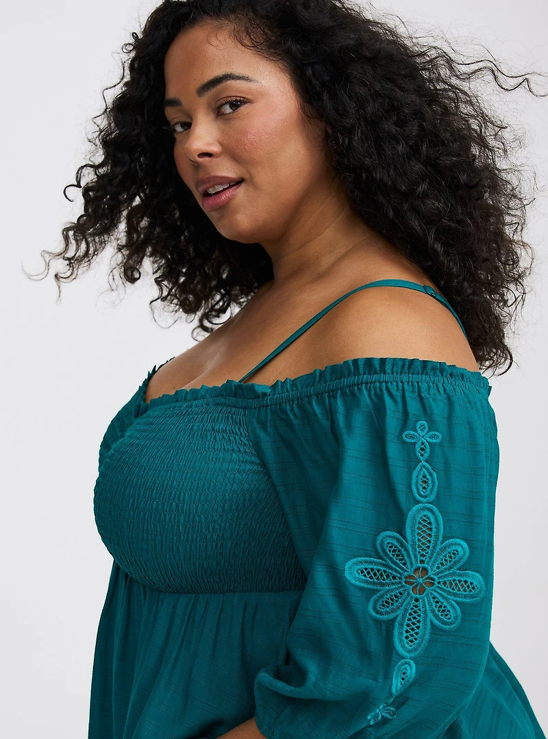 Cold-Shoulder 3/4 Sleeve Top