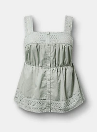 Button-Front Lace Inset Cami