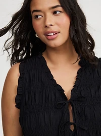 Ruffle Smocked-Bodice Top