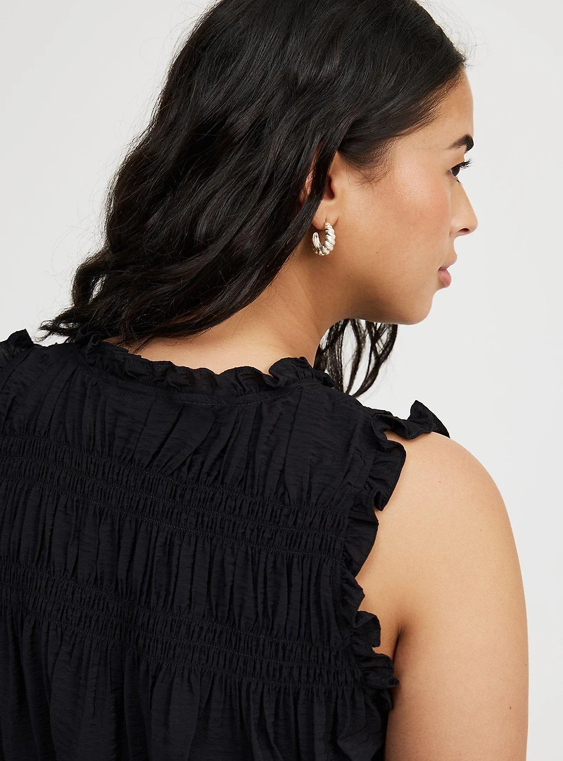 Ruffle Smocked-Bodice Top