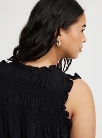Ruffle Smocked-Bodice Top