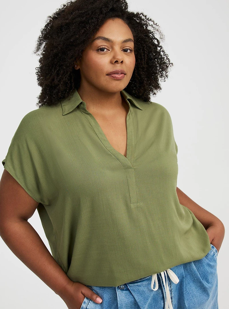 Collared Dolman Popover Top