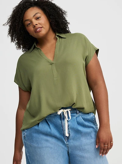Collared Dolman Popover Top