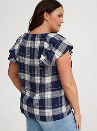 Cotton Flutter-Sleeve Blouse